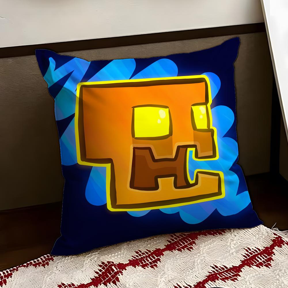 Мультяшная наволочка для игры Geometry Dash, двусторонняя, мягкая, прочная, для дома, автомобиля, многоцелевая, для ежедневного комфорта