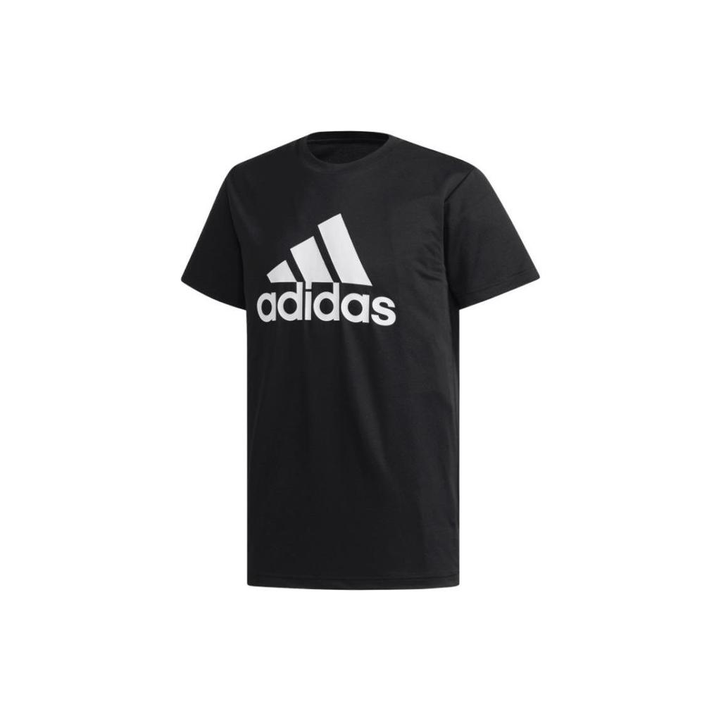 Adidas Large Logo Print Crew Neck T-Shirt Men Tops Black CY9874