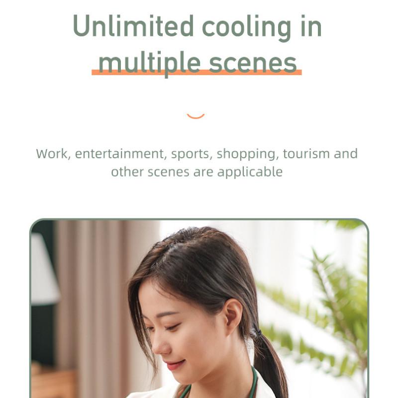 Mini Leaf Less Neck Hanging Fan Portable USB Charging Small Fan Silicone High-capacity Battery Fan 118*59*42mm