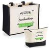 Coffret duo - PLANETEE - Duo cabas jute trousse Snowboardeuse - Jute &amp; coton - 33 x 42 cm - Impression DTF HD