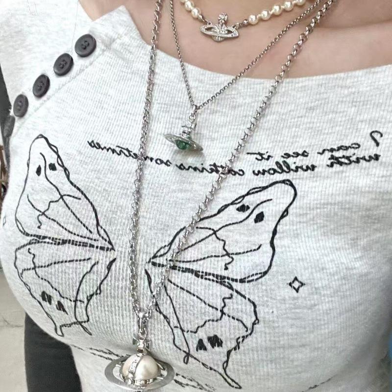 Жемчужное ожерелье Сатурн из пресноводного жемчуга в стиле Барокко - Ретро европейский/американский стиль для женщин