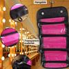 Roll Cosmetics Organizer Makeup Bag Foldable Hanging Toiletries Pockets Compartment Travel Kit