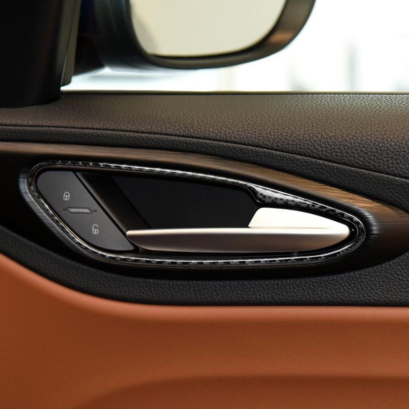 For Alfa Romeo Giulia Stelvio 2017- Real Carbon Fiber Stickers Door Handle Switch Panel Car Accessories Interior Decorative