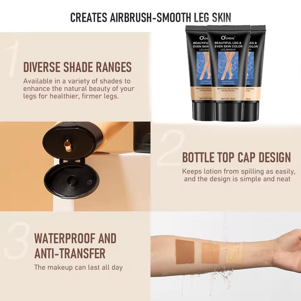 OCHEAL Leg Makeup Lotion Long-lasting Water-resistant and Anti-transfer Concealer Even Skin Tone Wheat Tan Brown Liquid Foundation
