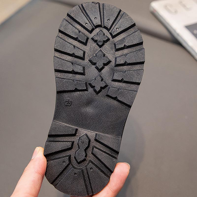 Модные короткие ботинки для мальчиков и девочек, нескользящие ботинки в британском стиле, детские ботинки с боковой молнией, кожаные ботинки с противоскользящим покрытием