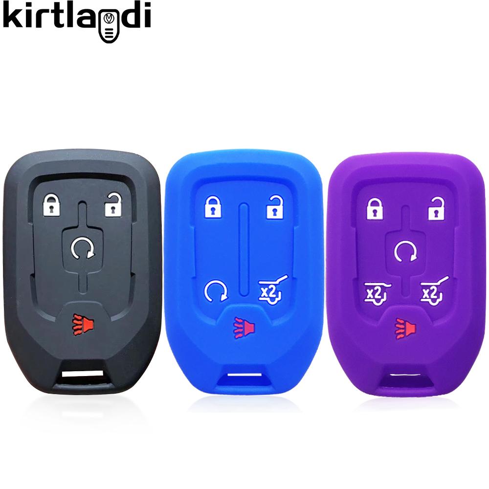 Silicone Car Key Cover Case for GMC Yukon XL Sierra Terrain Acadia for Chevrolet Tahoe 2015-2020 Remote Keyless Holder Keychain