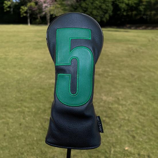 Faux Leather Golf Club Head Cover for Drivers Fairway Woods Hybrids No.1/3/5/U Headcover Soft Velvet Lining British-Style Green Putter Head Protector