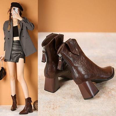 2025 Осень/Зима Ретро Ботильоны с острым носком - Модные ботинки Мартин для крутого, универсального, миниатюрного стройного образа