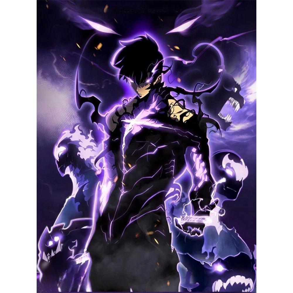 Leveling Anime Full Solo Round Drill Diamond Painting Art Sung Jinwoo Ant King Mosaic Handwork Home Decor Frameless