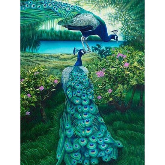Painting Diamond Diy Huacan 5d Animal Diamond Mosaic Cross Stitch Full Round Diamond Embroidery Peacock Home Decor