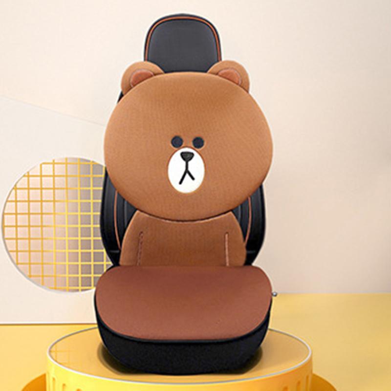 Автомобильная подушка Дышащая и освежающая Мультяшная Удобная подушка для автомобильного сиденья для автомобиля Коричневый медведь