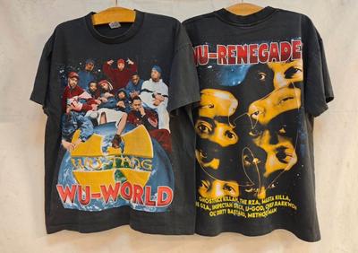 Винтажная футболка Wu Tang Wu World Wu Renegades Хип-хоп 90-х Рэп-группа РЕДКАЯ XL Футболка РЕПРИНТ Унисекс