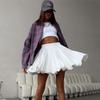 Irregular White Pleated Skirt For Women Summer Street Fashion Elastic High Waist Skirts Ladies Elegant Fluffy Chic Tennis Skirt Vacation Bottons