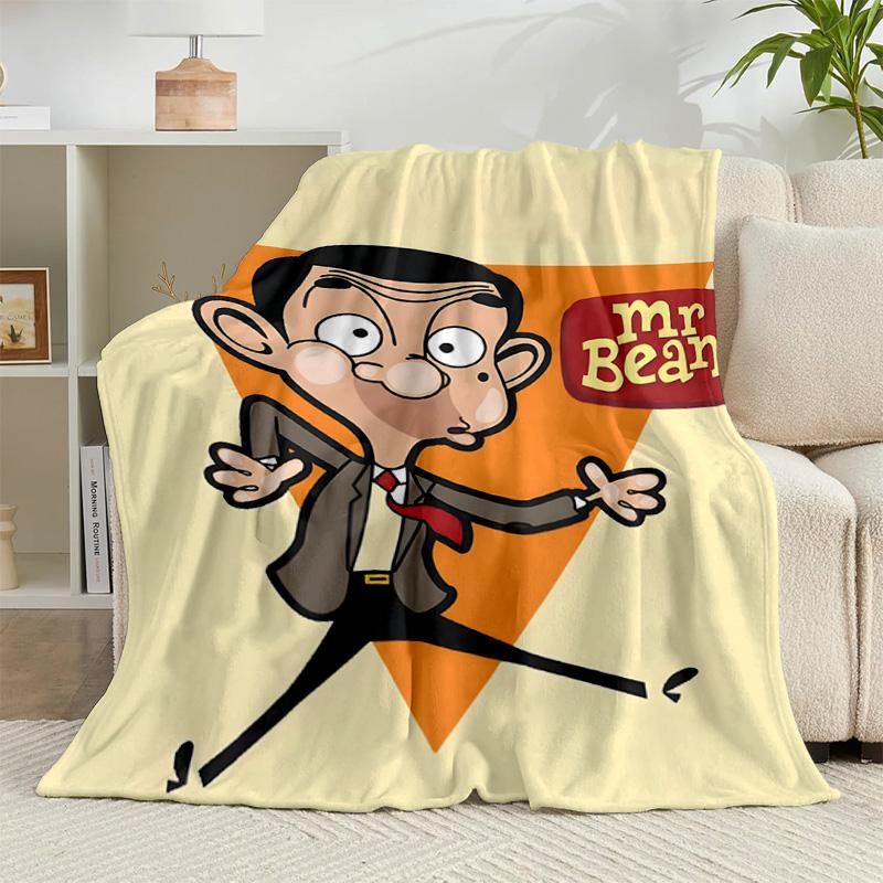 1PC Mr. Bean Adventure Flannel Blanket Gift, Suitable for Both Men And Women, Soft Ideal for Beds And Sofa, Birthday Or Christmas Gift