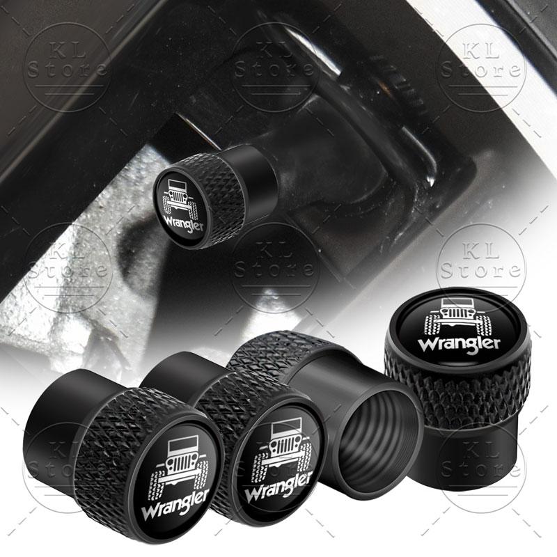4Pcs Auto Exterior Logo Metal Wheel Tire Valve Caps Stem Case Dust Covers For Jeep Wrangler JK JL TJ Renegade Liberty Patriot ANS1