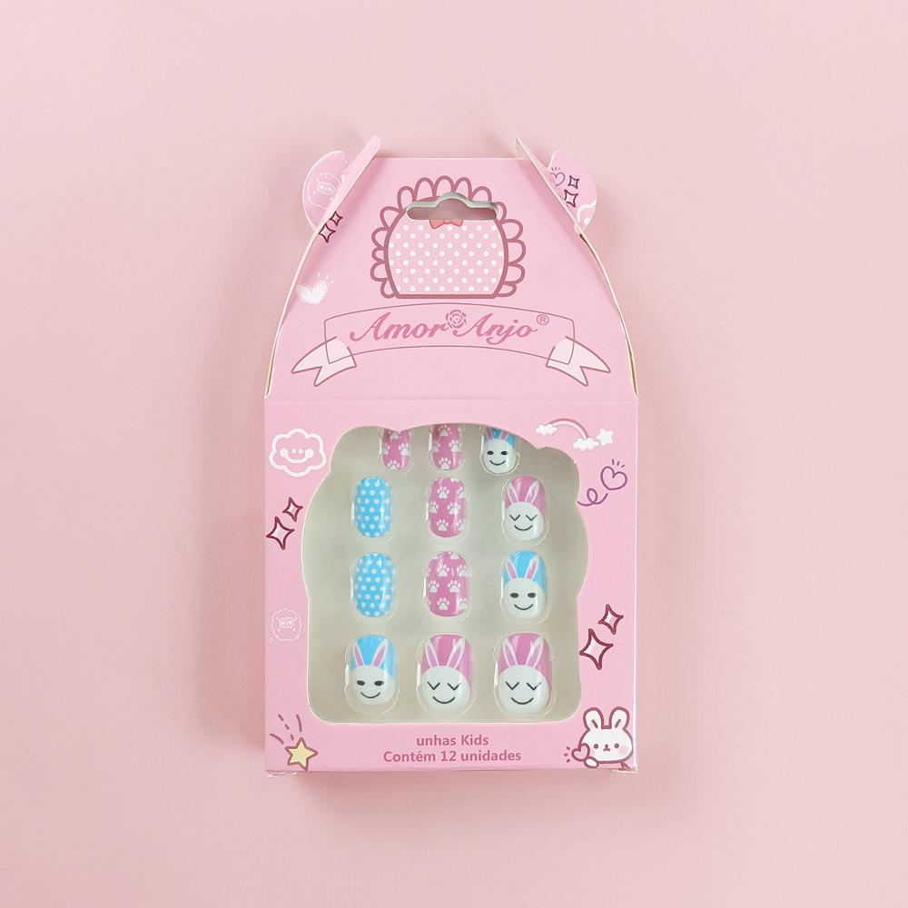 12 шт./компл., дети носят милые мультяшные детские накладные ногти без клея, водонепроницаемые готовые ногти, наклейки для ногтей Qucik