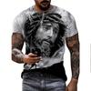 Men's Graphic Faith T Shirt Short Sleeve T Shirt 3D Print Crew Neck Shirt Vintage Fashion Designer Outdoor