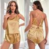 Ice Silk Sleepwear, Women's Spring and Summer Sexy Home Clothes, Suspender Shorts, Two-piece Home Clothes Set