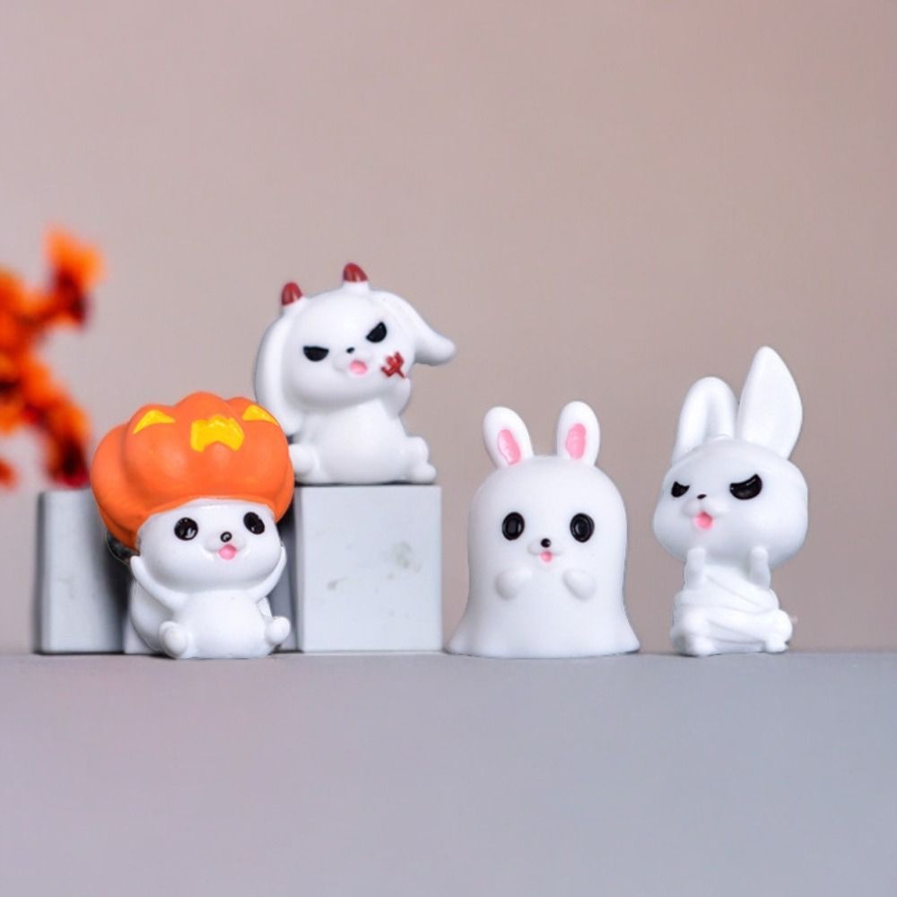 Pumpkin Black Cat Halloween Rabbit Ghost Figurines Micro Figurine Ornaments  Garden Outdoor Decor