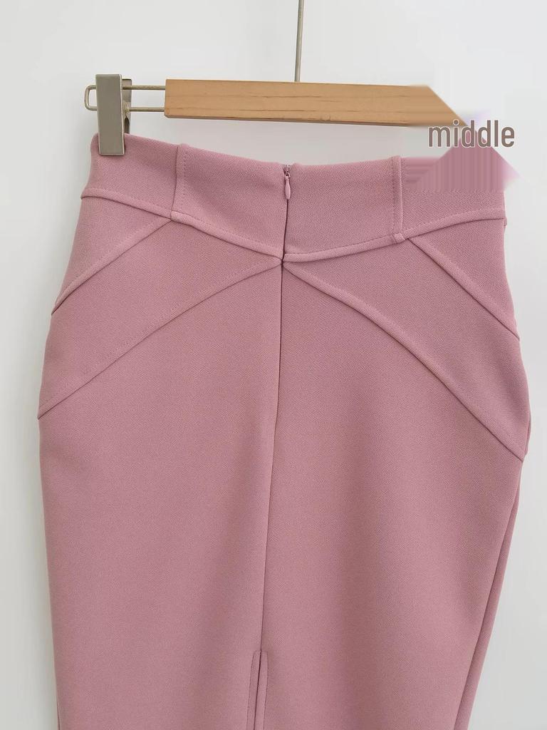 Корейская юбка-миди с высокой талией: 3D пэчворк, облегающий бедра, осенне-зимний стиль