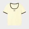 FILA Women's Ribbed U-Neck Fitted Short Sleeve T-Shirt