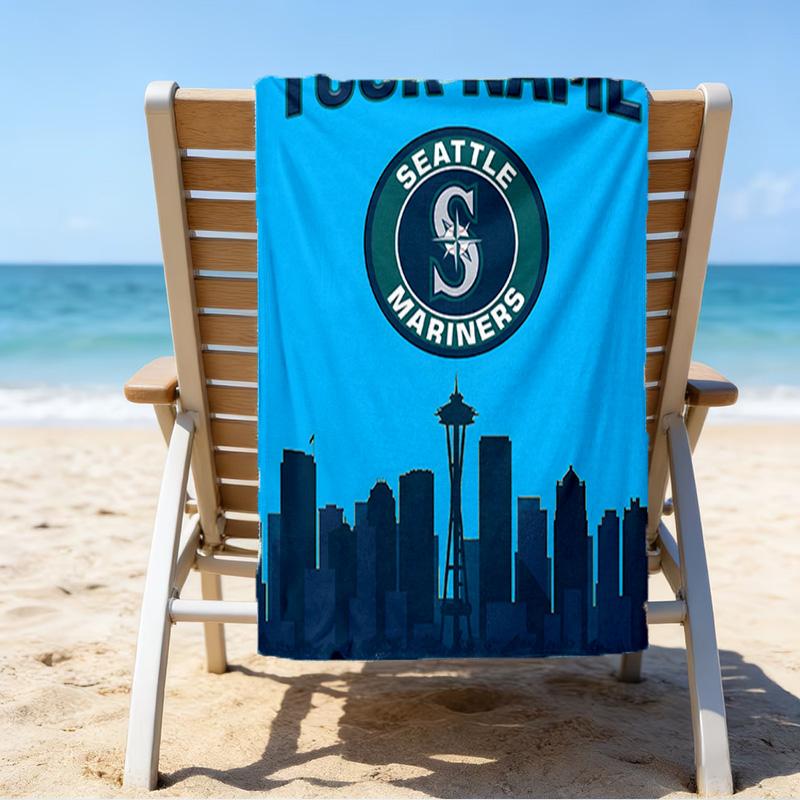 Custom Name Beach Towel Seattle Logo Beach Towel, Soft Microfiber, Gift for Her/Him, Birthday, for Pool, Beach, Travel, Fan gifts