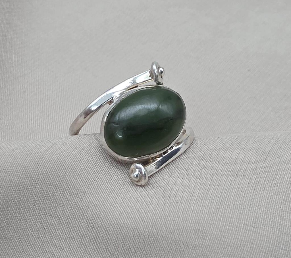 Nephrite Jade Ring: 925 Sterling Silver Gemstone Jewelry Handmade Ring May Birthstone Gift