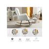 Fauteuil à bascule - MUVOE - Rembourré tissu Teddy - Blanc - Repose-pieds rangement - Balancelles bois &amp; cadre métal
