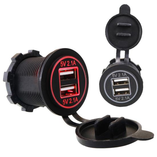 5V 2.1A Двойные USB-порты Светодиодный дисплей Автомобильное зарядное устройство для мотоцикла Телефон Адаптер