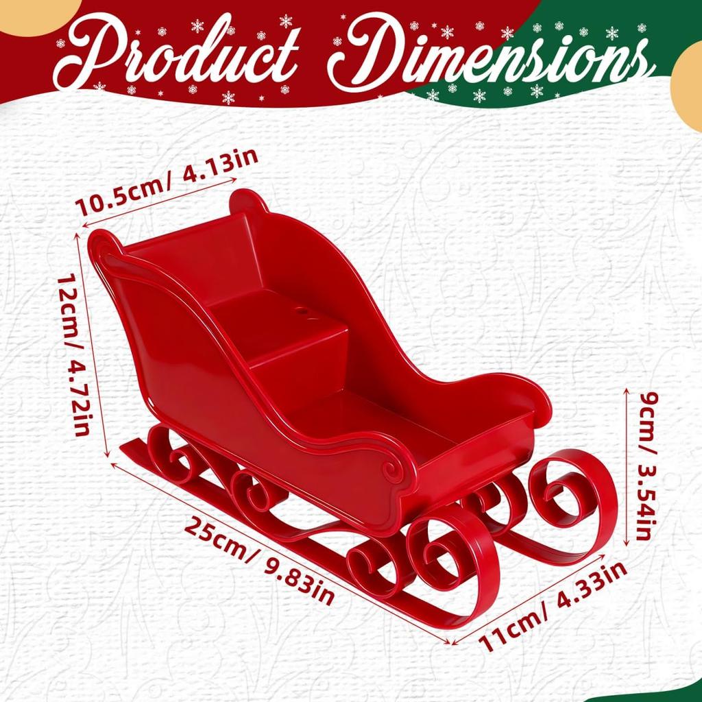 Рождественские мини-сани, Рождественская конфетница Сани Санты Корзина Конфетница Чаша Сервер Настольный Настольная полка Декорации Красное Праздничное украшение Зима