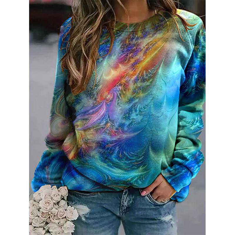 Spring And Autumn 3D Peacocks Printed Long Sleeve T Shirt Women Florals Pullover Harajuku Clothing Fashion Women Tops Sweatshirt