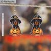 2D Плоские Акриловые Креативные Милые Серьги на Хэллоуин Собака с Тыквой для Женщин Подарки для Мамы Собаки Висячие Серьги с Крючком Ювелирное Изделие Подарок для Любителей Домашних Животных