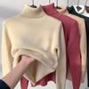 Winter Vintage Warm Thicken Sweater Women Korean Fashion Elegant Knitted Bottoming Shirt Female Solid Knitwear Casual Slim Tops 2024 New