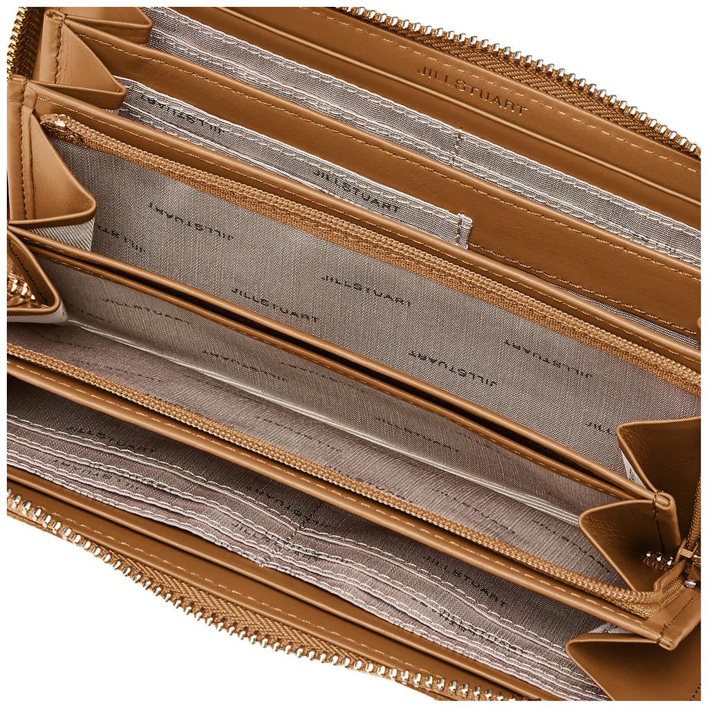 Длинный кошелек с круглой молнией и лентой в стиле ретро из современной козьей кожи с подвеской JSLW2BT1 эксклюзивный верблюжий цвет [Jill Stuart] [Grandeur] (Включает коробку)