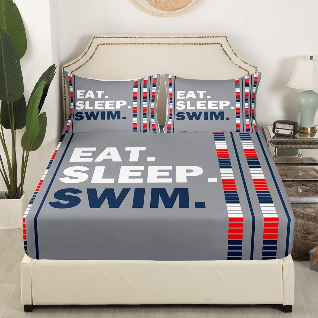 Мультяшный узор из костей Шапка на кровать из трех частей Цифровая печать Постельное белье Шапка на кровать Набор из трех частей Дети и взрослые