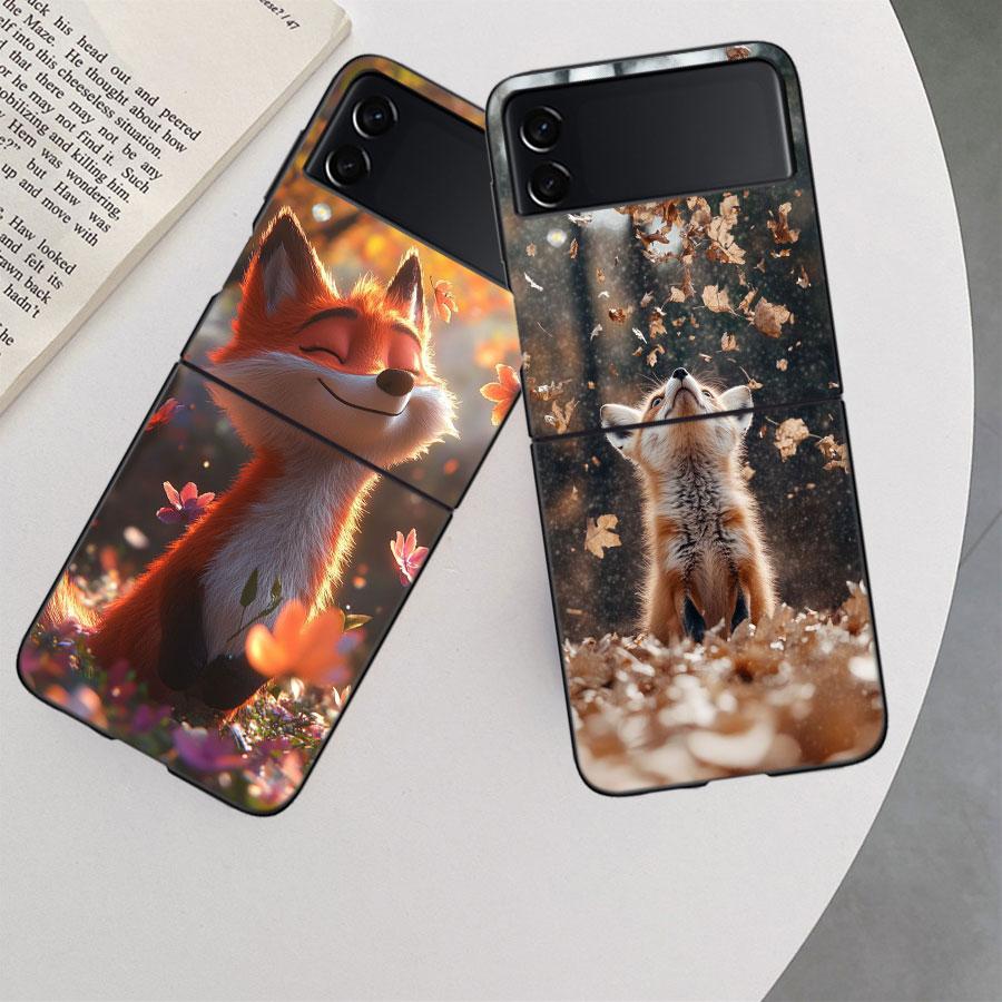 Red Fox Vulpes Phone Case For Samsung Z Flip 7 6 5G Galaxy Z Flip 5 4 3 Black Hard Cell Cover Luxury PC Shell Coque