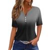 Women's T Shirt Tee Print Button Short Sleeve Tunic Daily Weekend Fashion Basic V- Neck Regular Top