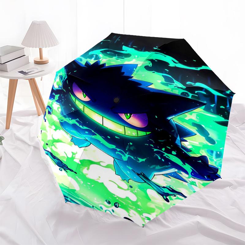 Ghost Pokémon, Dark Energy Themed Automatic Opening and Closing Umbrella, Compact Travel Umbrella, Lightweight and Portable, Suitable for Be