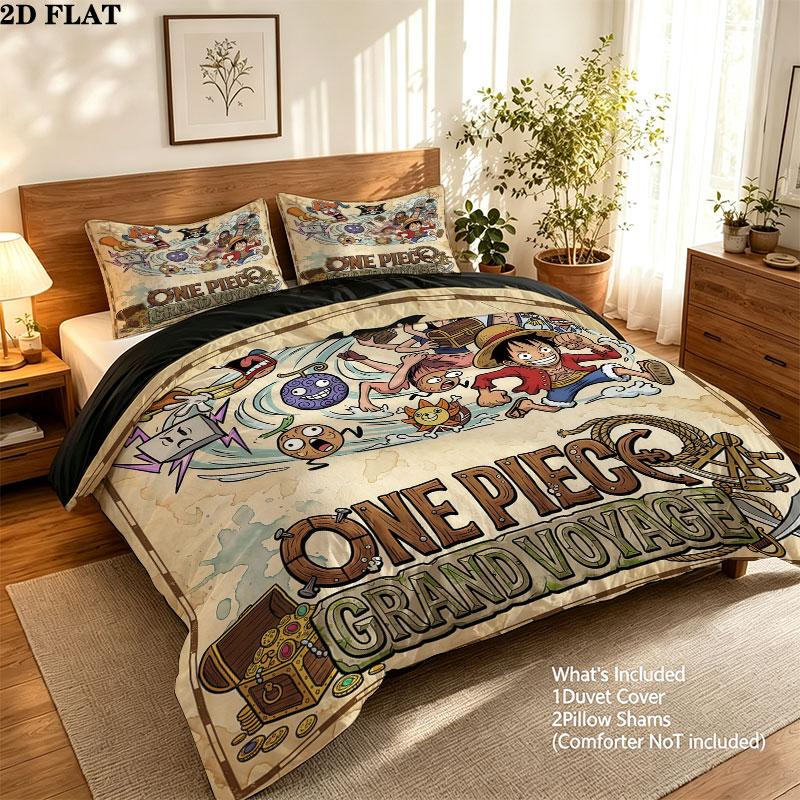 One Piece Pattern Bedding Quilt Set Quilt Cover Pillowcase Home Birthday Gift(1 * duvet cover + 2 * pillowcase, without core)