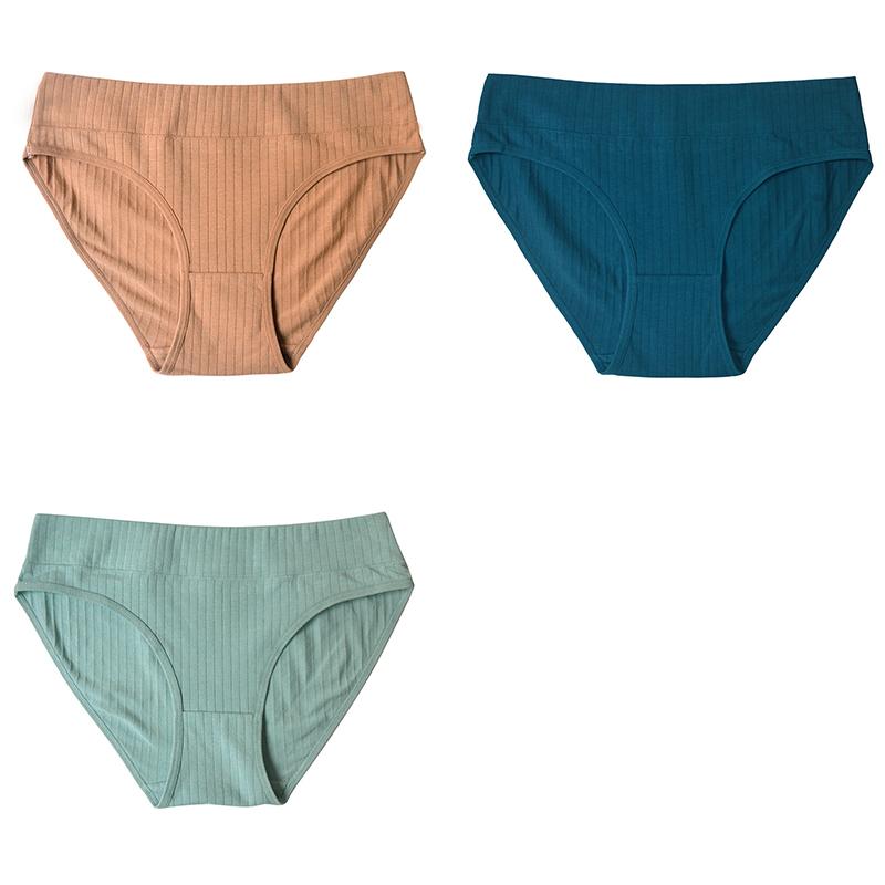 Женские хлопковые трусы, 3 шт./упак., женское нижнее белье, однотонные трусы со средней талией, удобные трусики для девочек