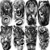 8 Sheets Black Lion Tiger Temporary Tattoos For Men Adults Realistic Animals Waterproof Tattoo Sticker Warrior Gladiator Tatoos