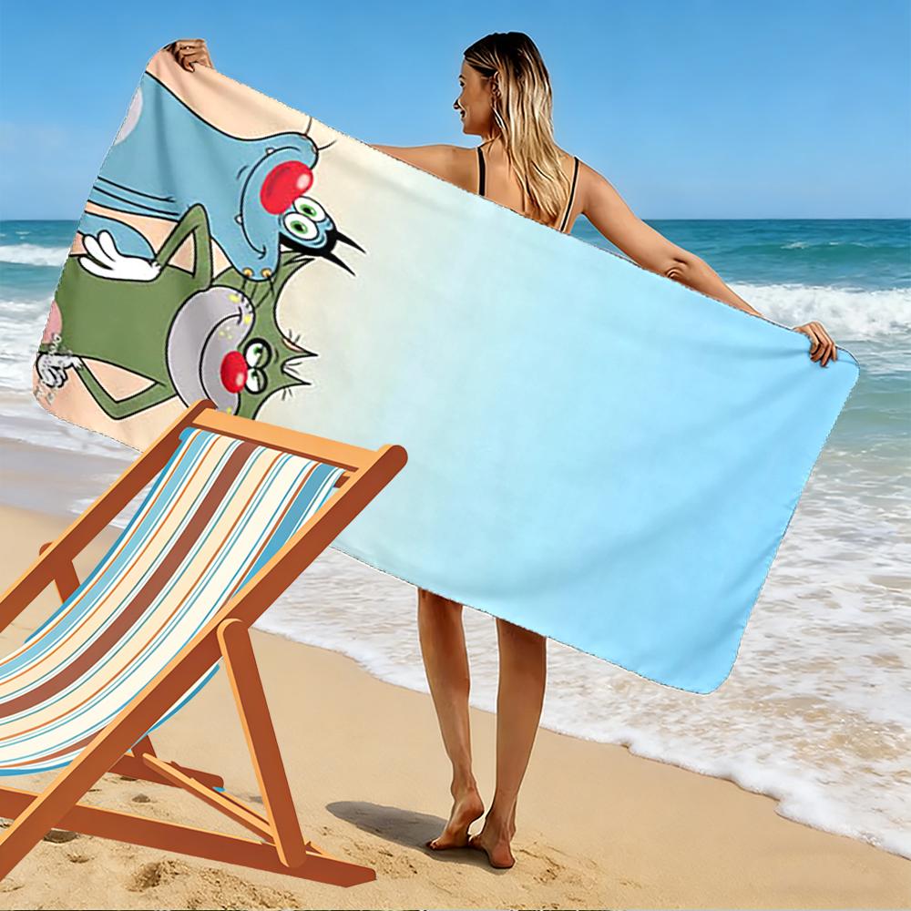 Two Cartoon Cats with Red Noses Beach towel quick-drying for travel outdoor sports jogging beach and swimming