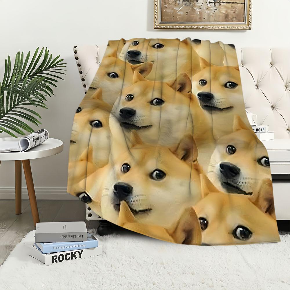 Забавная фланелевая manta Cheems Doge, теплая и удобная, мягкое плюшевое одеяло для дивана, офиса, спальни, подарок для путешествий