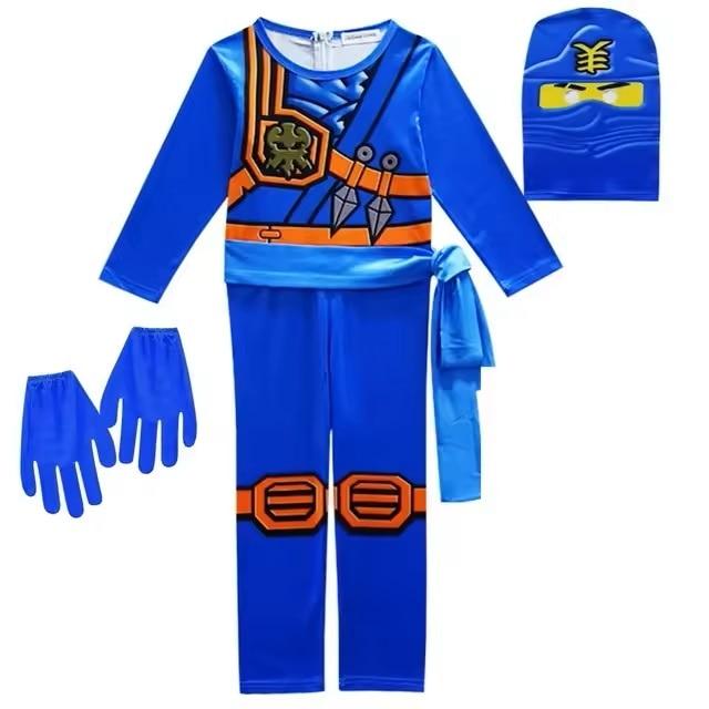 Kids Ninjago Costume Blue Ninja 5-6 Years Halloween Party