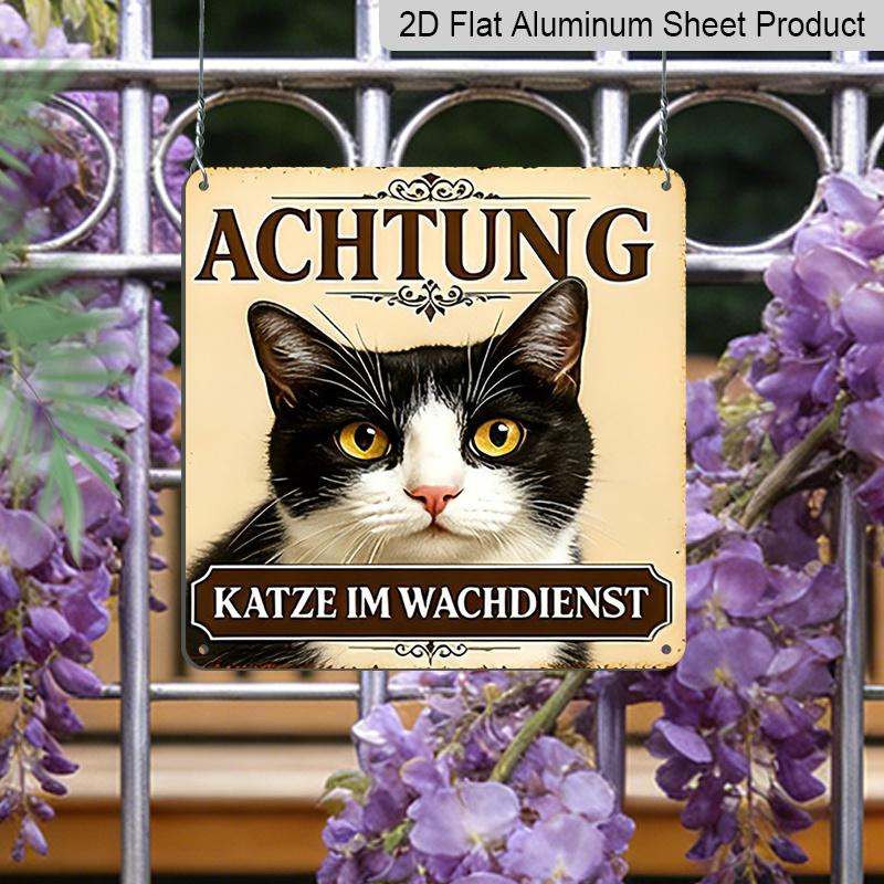 2D Flat, 1pc, Vintage Metal Sign, Decorative Plaque And Ornament, Cat Guardian Theme, Classic Retro Style, Decoration For, Club, And Garage, Gift for