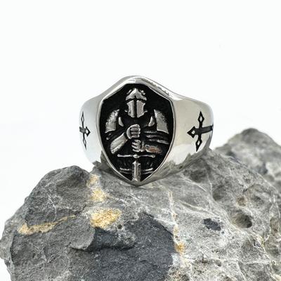Сплошное кольцо-крест Воина из нержавеющей стали 316L Шлем Броня Герой Мужские украшения Размер 7-13 Прочное Стильное мужское кольцо