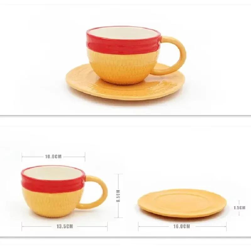 Аниме Керамическая чашка для воды Кружка Ван Пис Аниме Фигурка Периферийная Чашка для кофе и молока в форме шляпы с блюдцем Креативные товары для дома