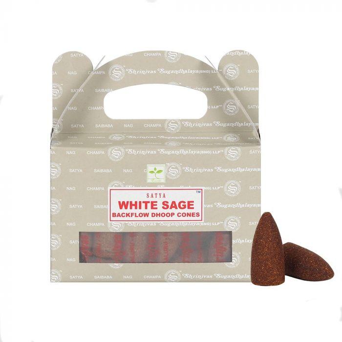 2x White Sage Backflow Incense Cones 24 Pack Satya