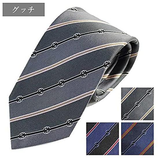 Regular GG Interlocking 499696 x Black [Gucci] Tie, Tie, Silk, Stripe, Logo, G, 4B002, Men's, 3Navy [Used]