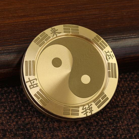 Монеты Фиджет Слайдер Забавные Китайские Иероглифы Тайцзи Круглый из Латуни Приносят Удачу Портативный Снятие Стресса Игрушка Спиннер с Монетами Удачи Подарок для Взрослых